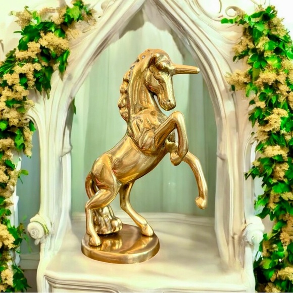 Elegant Vintage Unicorn Solid Brass Statue Art Figurine - Picture 7 of 15